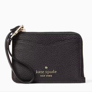 Kate Spade Leila black leather cardholder wristlet, NWT